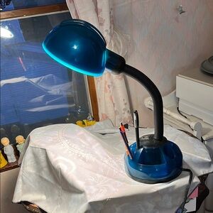 Blue Desk Lamp with Pen Holder